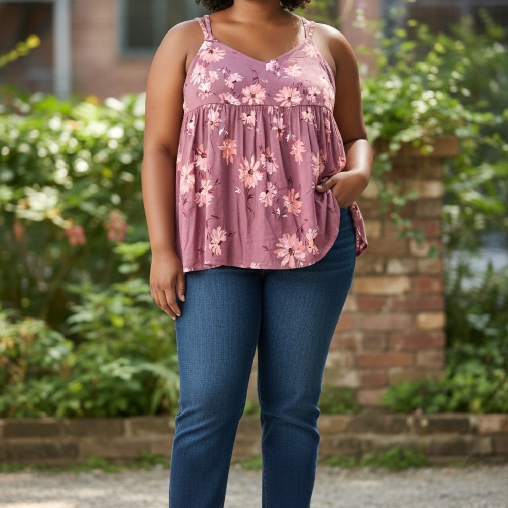 Torrid Pink Floral Tank Top Size 1